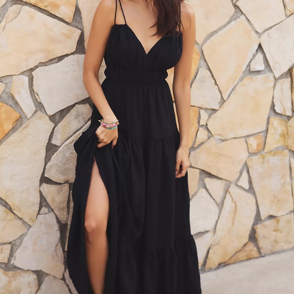 Hutch Tiered V-Neck Maxi Dress | Black | XS | NWOT!